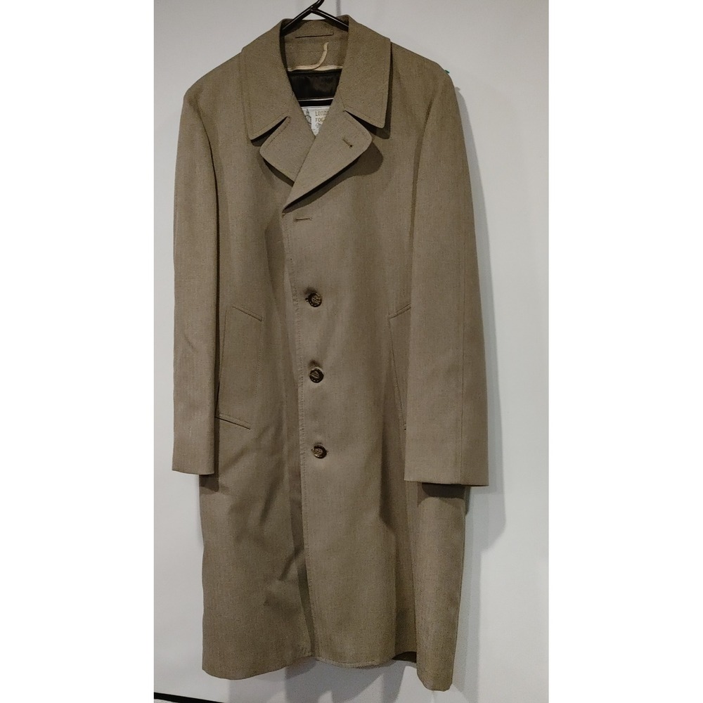 London Fog Trench Coat Mens 42 Long Tan Vintage Removable Liner Maincoat